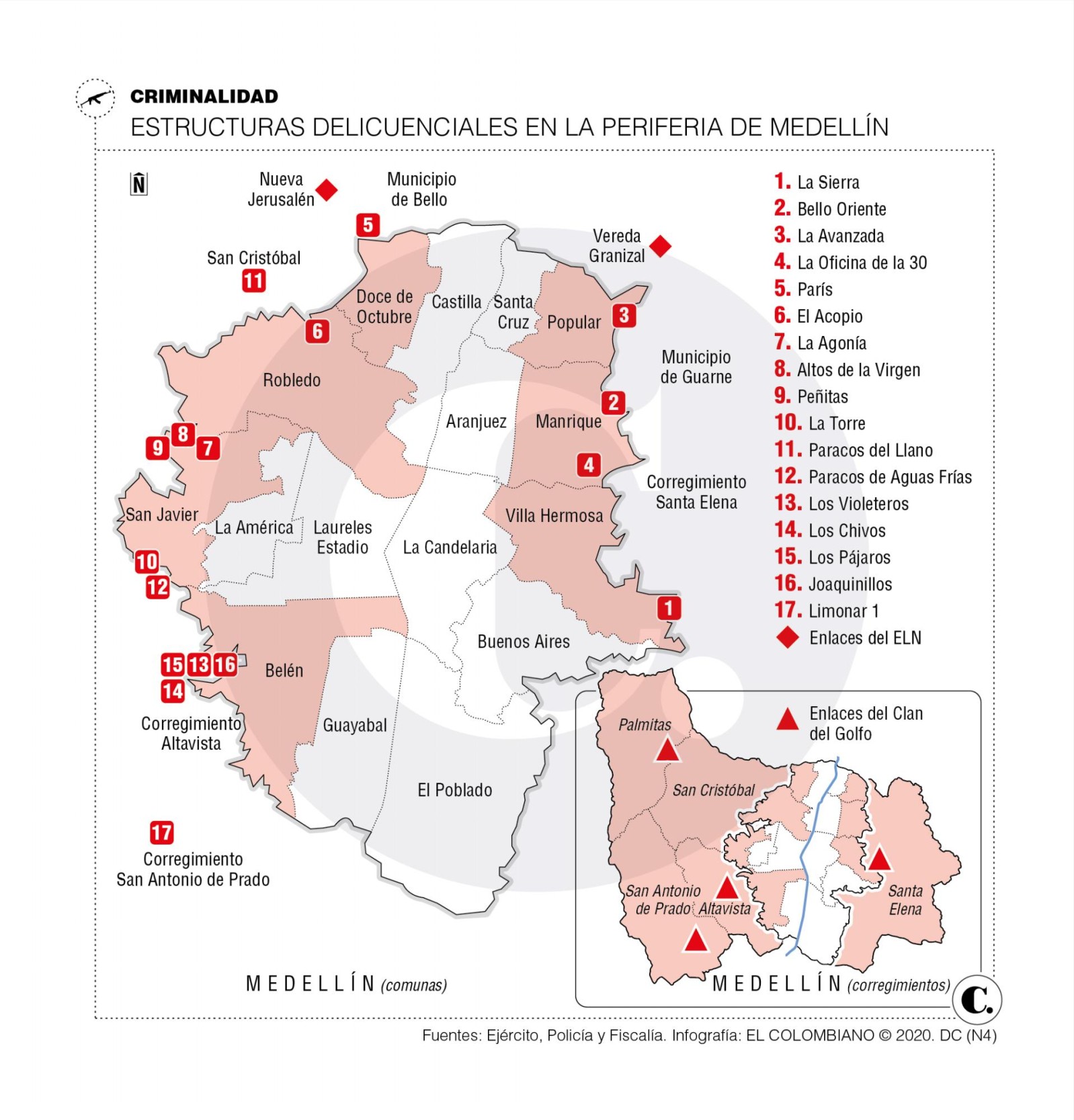 Los grupos criminales que llevan inseguridad a la Medellín rural