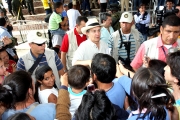 Colprensa El presidente Álvaro Uribe visitó a los damnificados en Quetame.