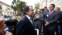 El ex candidato presidencial del Centro Democrático, Óscar Iván Zuluaga, acompañó a Uribe a la reunión en Palacio. FOTO Colprensa