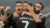 El empate para los merengues fue por medio de Cristiano Ronaldo, tras un pase del colombiano James Rodríguez. FOTO AFP