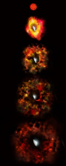 Dibujo del proceso de la estrella N6946-BH1 en la galaxia NGC 6946 a 22 millones de años luz. FOTO NASA/ESA/P. Jeffries