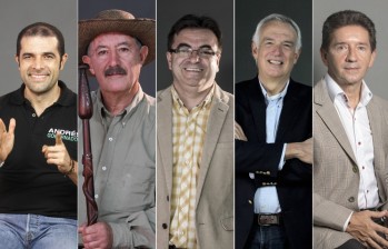 Los candidatos a la Gobernación de Antioquia: Andrés Guerra, José Luis Jaramillo, Olmedo López, Federico Restrepo y Luis Pérez. 