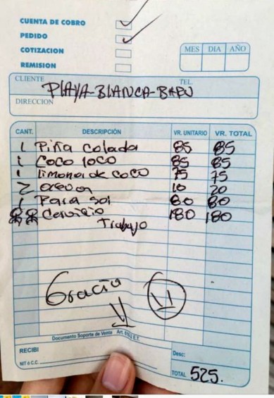 Turistas pagaron medio millón de pesos por 5 bebidas en Cartagena
