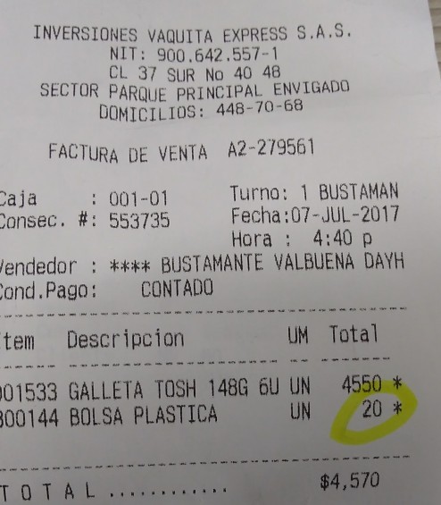 Tiendas D1 y Justo y Bueno cobran más de 20 pesos por bolsas de plástico