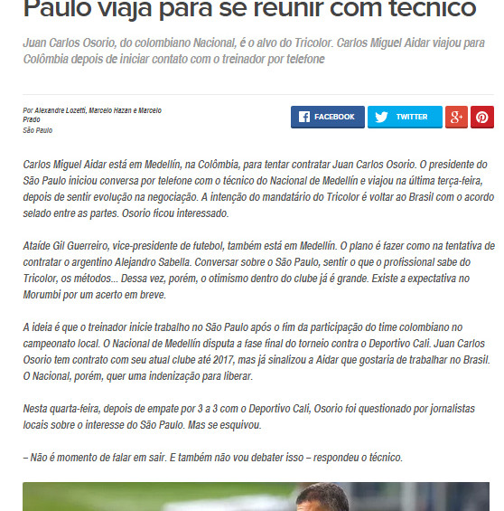 Irse al Sao Paulo está en manos de Osorio