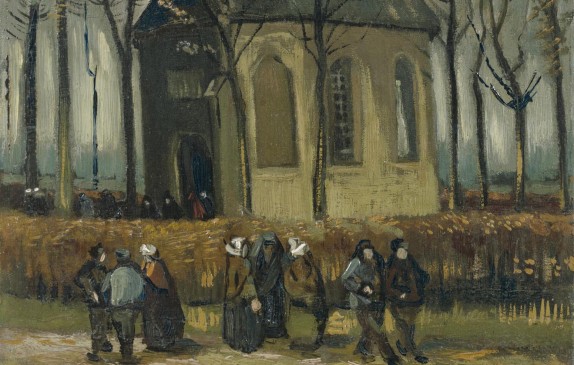 Pintura “Congregación abandonando la iglesia reformada en Nuenen”. FOTO AP
