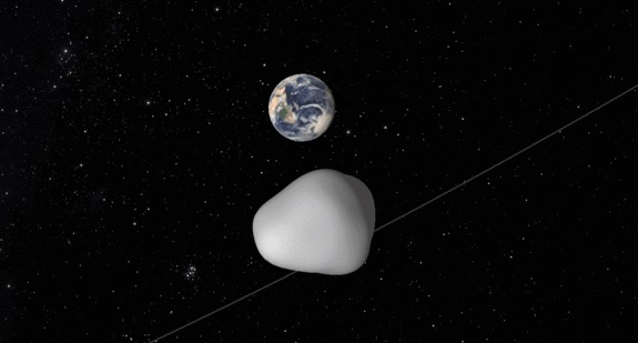 Dibujo del acercamiento del asteroide. Cortesía Nasa/JPL/Caltech