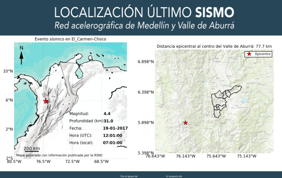 El sismo se presentó a 55 kilómetros de Quibdó. Foto Cortesía Siata.