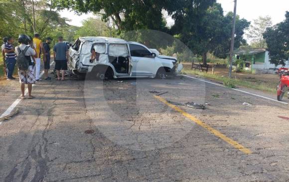 Así quedó la camioneta en la que se transportaba Martín Elías después del accidente. FOTO CORTESÍA LAURA RIVERA