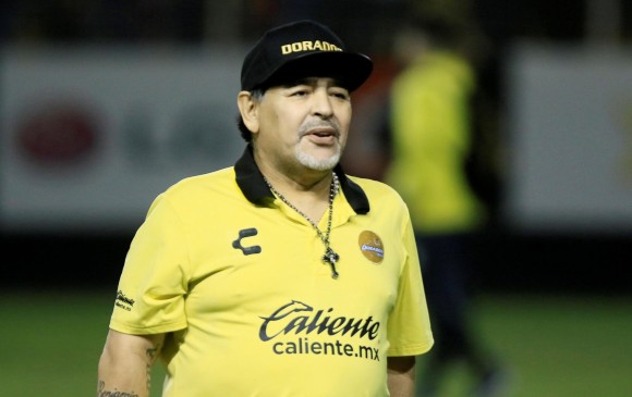 Diego Maradona, entrenador de Los Dorados de Sinaloa. FOTO REUTERS