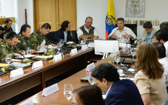 Durante el consejo de seguridad, el presidente Juan Manuel Santos resaltó el descenso en la tasa de criminalidad en Medellín, en especial la de los homicidios. FOTO presidencia de la República