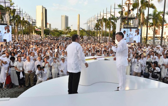 Para los analistas el presidente Santos se la jugó por un discurso entre político y emocional. Nombrar a las víctimas fue su punto a favor. FOTO presidencia