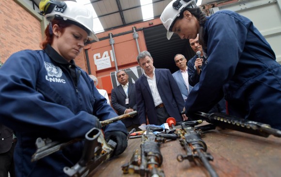 Todo el armamento inhabilitado queda almacenado en el Depósito General hasta que el Gobierno y las Farc definan la construcción de los tres monumentos. FOTO Cortesía Presidencia