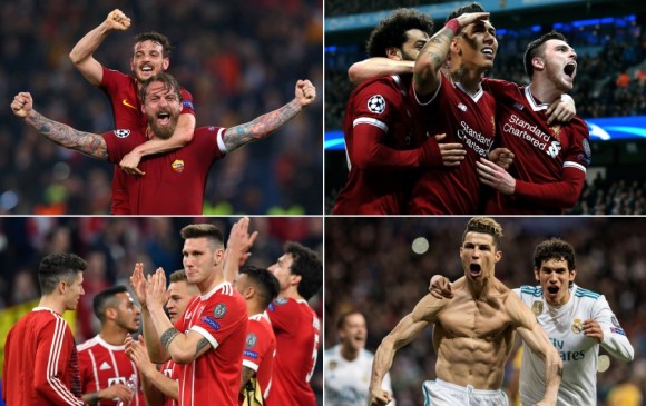 Roma, Liverpool, Bayern de Múnich y Real Madrid son los cuatro invitados a la fiesta de las semifinales de la Champions League.