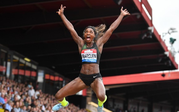 Caterine completó ayer la quinta corona como reina del salto triple de la Liga de Diamante. Había vencido en 2013, 14, 15, 16. FOTO AFP