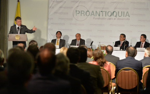 Juan Manuel Santos estuvo este lunes en Medellín en la Asamblea de Proantioquia. FOTO Colprensa