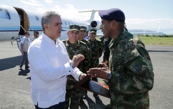 El presidente Iván Duque durante su llegada el viernes pasado a en Girardot, Cundinamarca. FOTO: CORTESÍA PRESIDENCIA