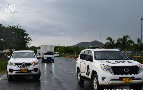 Estos son los vehículos utilizados por la ONU. FOTO: Cortesía Misión de la ONU en Colombia