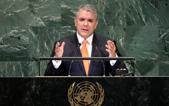 Duque durante su intervención en la ONU. Foto: Reuters