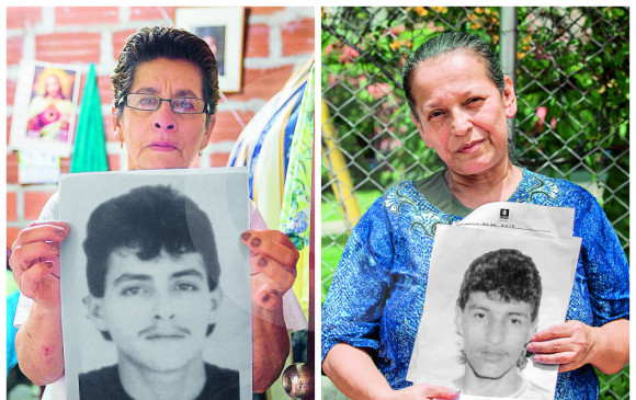 Luz Miriam Vergara y Gloria Úsuga, familiares de dos desaparecidos. FOTOS JULIO CÉSAR HERRERA