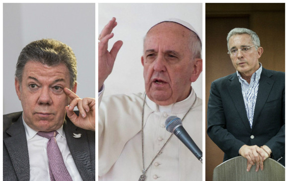 Juan Manuel Santos y Álvaro Uribe se encontrarán en el Vaticano, gracias a la mediación del Papa Francisco. FOTOS EFE y Archivo EL COLOMBIANO