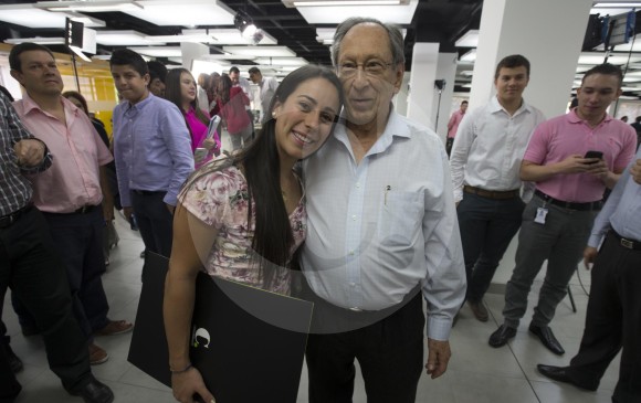 Mariana Pajón y Juan Gómez Martínez -socio y exdirector de EL COLOMBIANO-.