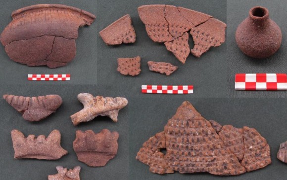 Estas son algunas de las piezas de cerámica que encontraron los arqueólogos en el centro de Medellín. FOTO Cortesía Epm