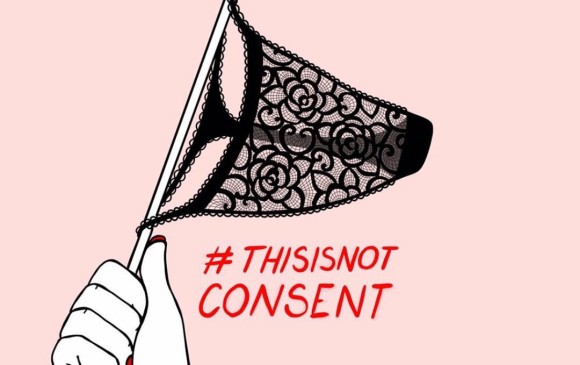 Numerosas mujeres publicaron esta ilustración y fotos de sus tangas y strings acompañadas de la etiqueta #ThisIsNotConsent (#EstoNoEsConsentimiento).