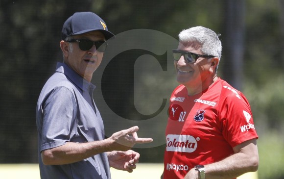 Osorio y Zambrano durante el entreno. FOTO manuel saldarriaga