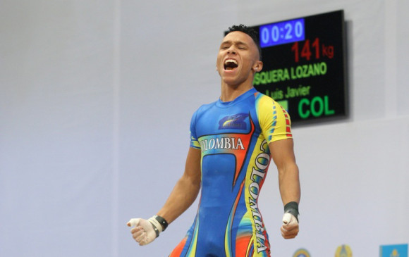 El campeón mundial de pesas Luis Javier Mosquera es una de las esperanzas de oro que tiene Colombia. FOTO colprensa
