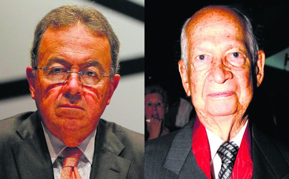José Alberto Vélez C. (izq.) presidente del Grupo Argos y José María Acevedo A., fundador en 1940 de Industrias Haceb. FOTOs JAIME PÉREZ Y EDWIN BUSTAMANTE