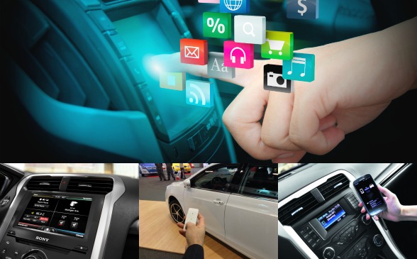 Manejar el carro con un control remoto es la propuesta de BYD y su modelo Qin (al centro). La integración del carro con el celular a través de la tecnología de pantalla táctil se impone en los modelos. FOTO josé a. pérez.