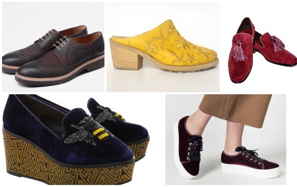 Oxford, zuecos, baletas, y diversidad de zapatos en terciopelo, son las tendencias. FOTOS Cortesía Sanangel, Lucinda y Beira Rio. 