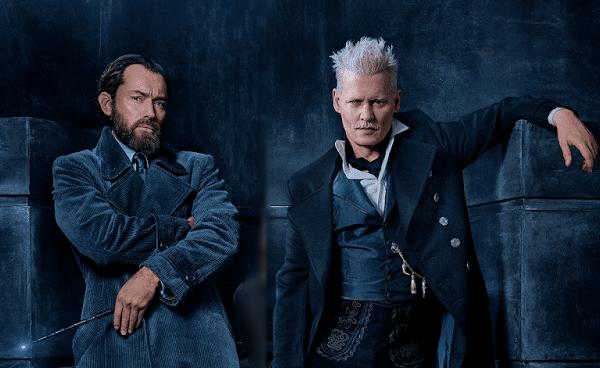Jude Law, a la izquierda y Johnny Deep, a la derecha, interpretan a Dumbledore y Grindelwald, respectivamente. FOTO Cortesía Warner Bros.