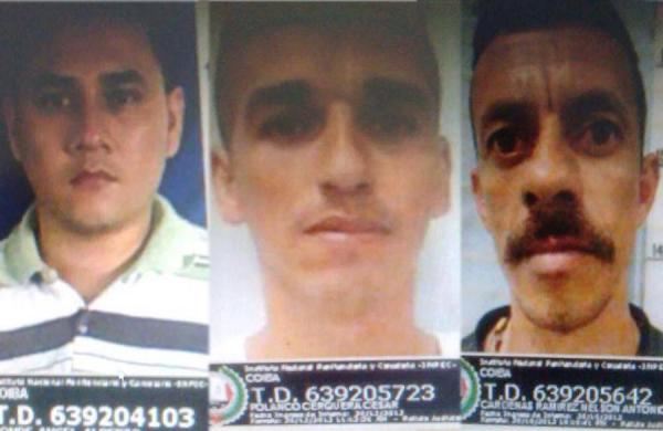 Estos son los tres presos que escaparon de la cárcel de Picaleña. FOTOS CORTESÍA.