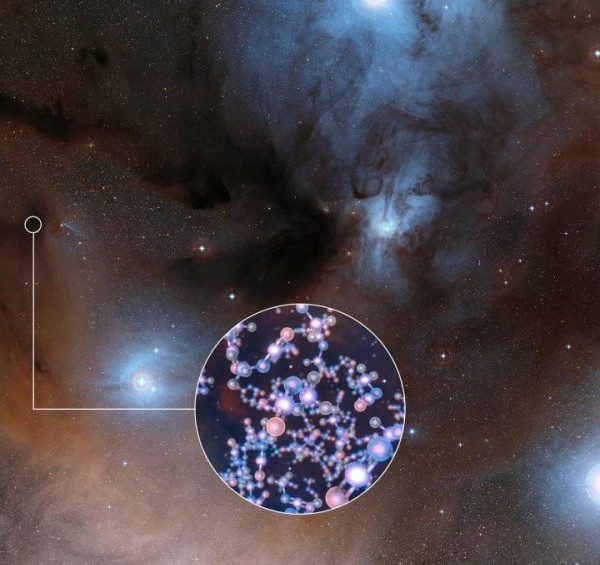 Es la primera vez que se halla esta molécula alrededor de protoestrellas. Imagen: ESO/Digitized Sky Survey 2/L. Calçada