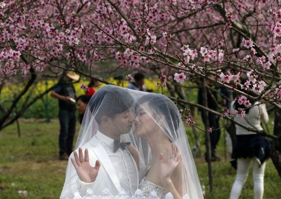 Reuters - Las fotos de boda son muy apetecidas en el parque en Wenzhou , provincia de Zhejiang, China.