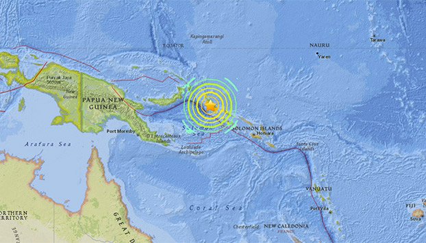 El USGS afirmó que se pudieron producir daños moderados en la isla de Bougainville.