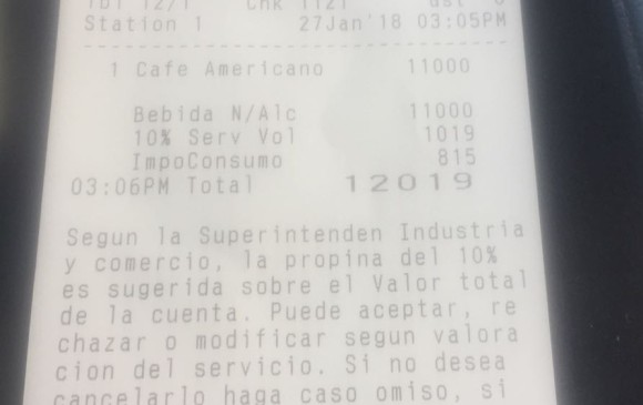 Esta sería la factura del Hotel Santa Clara. FOTO: Tomada del Twitter de @EspinosaRadio