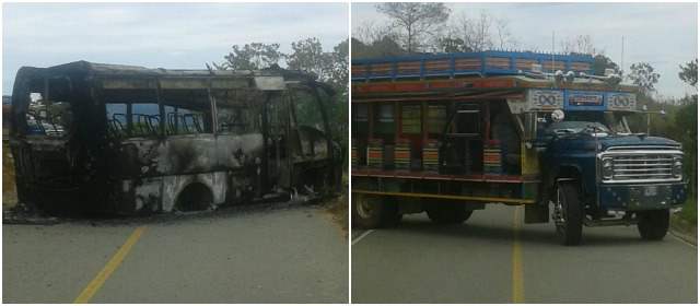 La Policía de Antioquia confirmó que la cifra de buses quemados en las carretera del departamento, ascienden a 41 automotores en los últimos tres años. FOTO CORTESÍA