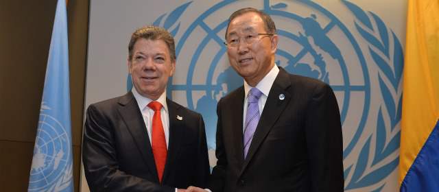 ONU muestra cartas para ayudar en el posconflicto | El Secretario General de la ONU, Ban Ki- Moon, expresó su apoyo al proceso de paz. FOTO COLPRENSA
