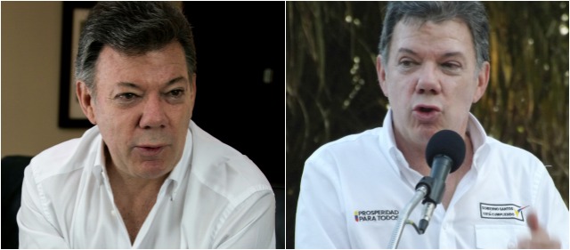 El presidente Juan Manuel Santos, antes (julio/2013) y después (enero/2014)de su intervención. FOTOS ESTEBAN VANEGAS Y COLPRENSA