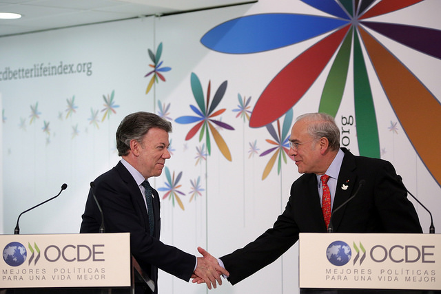 Presidente Juan Manuel Santos y Ángel Gurría, secretario General de la Ocde. Foto: Ocde