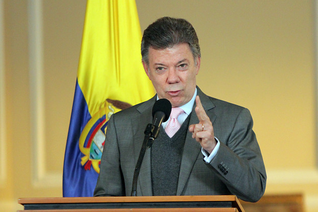 Santos aseguró que espera este año iniciar un diálogo formal con el Eln. También dijo que no descarta un referendo en octubre para refrendar acuerdos con las Farc. FOTO COLPRENSA