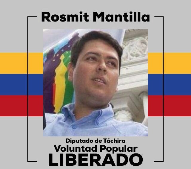 Las autoridades venezolanas concedieron el pasado jueves la libertad al diputado opositor venezolano Rosmit Mantilla, preso desde mayo de 2014. FOTO @rosmitm