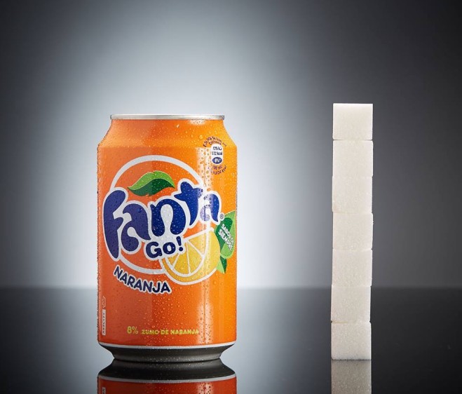 Una lata de gaseosa Fanta tiene 28 gramos de azúcar, es decir, 7 terrones. FOTO Cortesía Antonio Estrada 