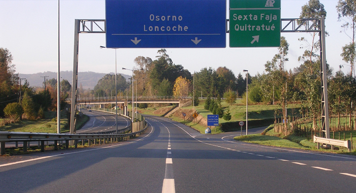 Aspecto de la Ruta de los Ríos, concesión que ISA opera en Chile a través de su filial Intervial. FOTO: Cortesía Intervial Chile.