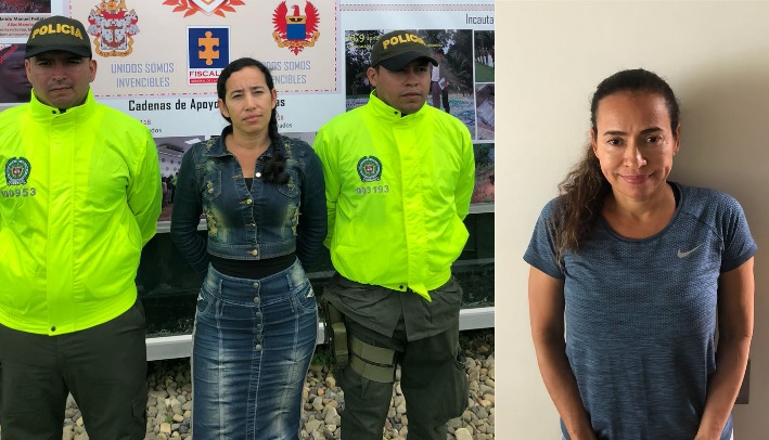 De izquierda a derecha: Lody Amparo y Gloria Elena David Sánchez, procesadas por la supuesta comisión de lavado de activos. FOTOS: Cortesía.