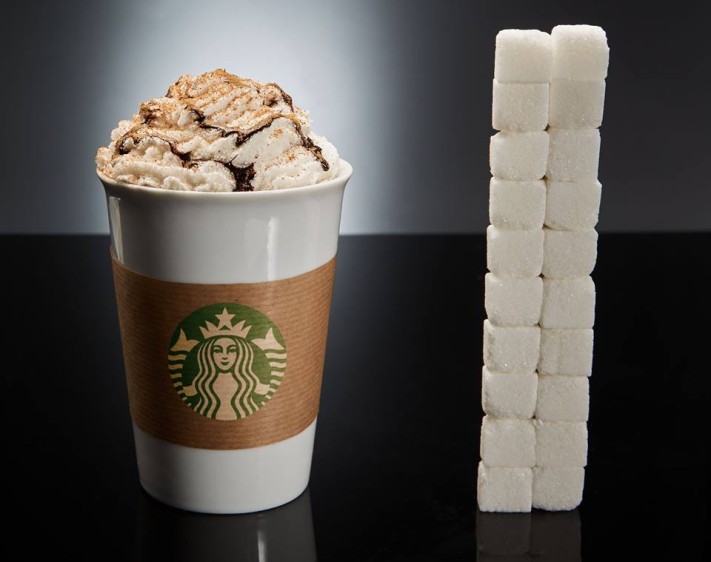 Un café del Starbucks con 80 gramos de azúcar, equivale a 20 terrones, casi 10 veces más de lo habitual en un café. FOTO Cortesía Antonio Estrada 