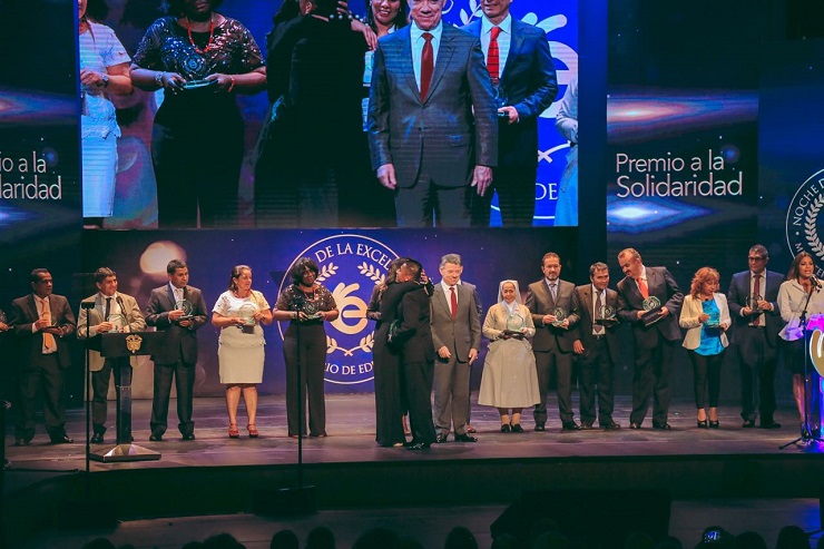 Celebración de la ‘Noche de la Excelencia’ en cabeza del presidente Juan Manuel Santos. FOTO: CORTESÍA MINISTERIO DE EDUCACIÓN 